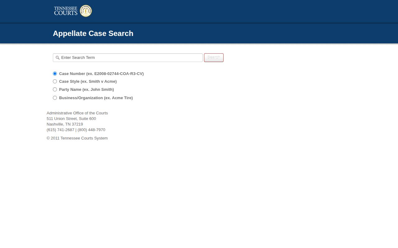 Tennessee case history search for Loudon County arrest dispositions