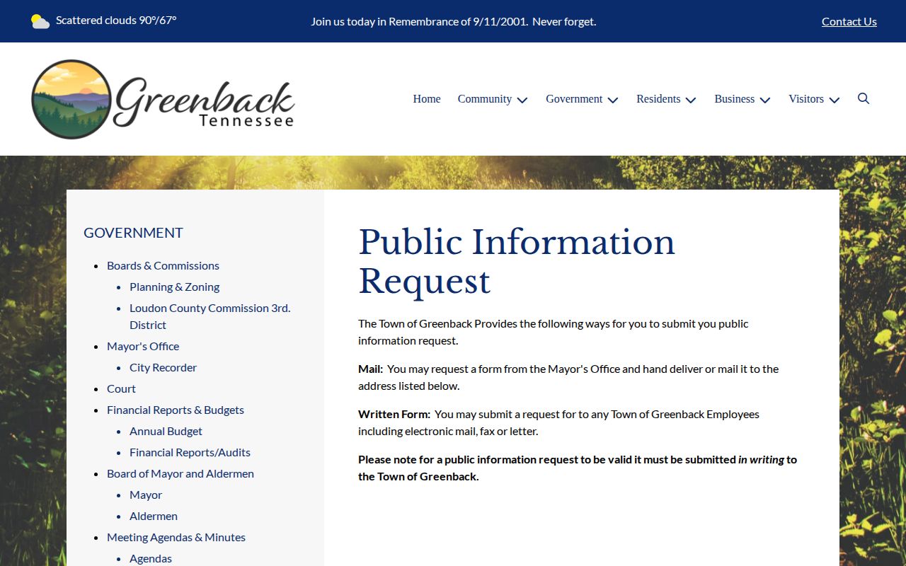Greenback written public information request for arrest-related municipal records